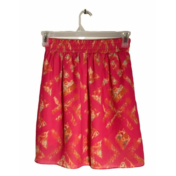 Mossimo Womens Small Coral Knee Length Skirt Pull On Elastic Waist Chiffon Lined - Picture 2 of 3